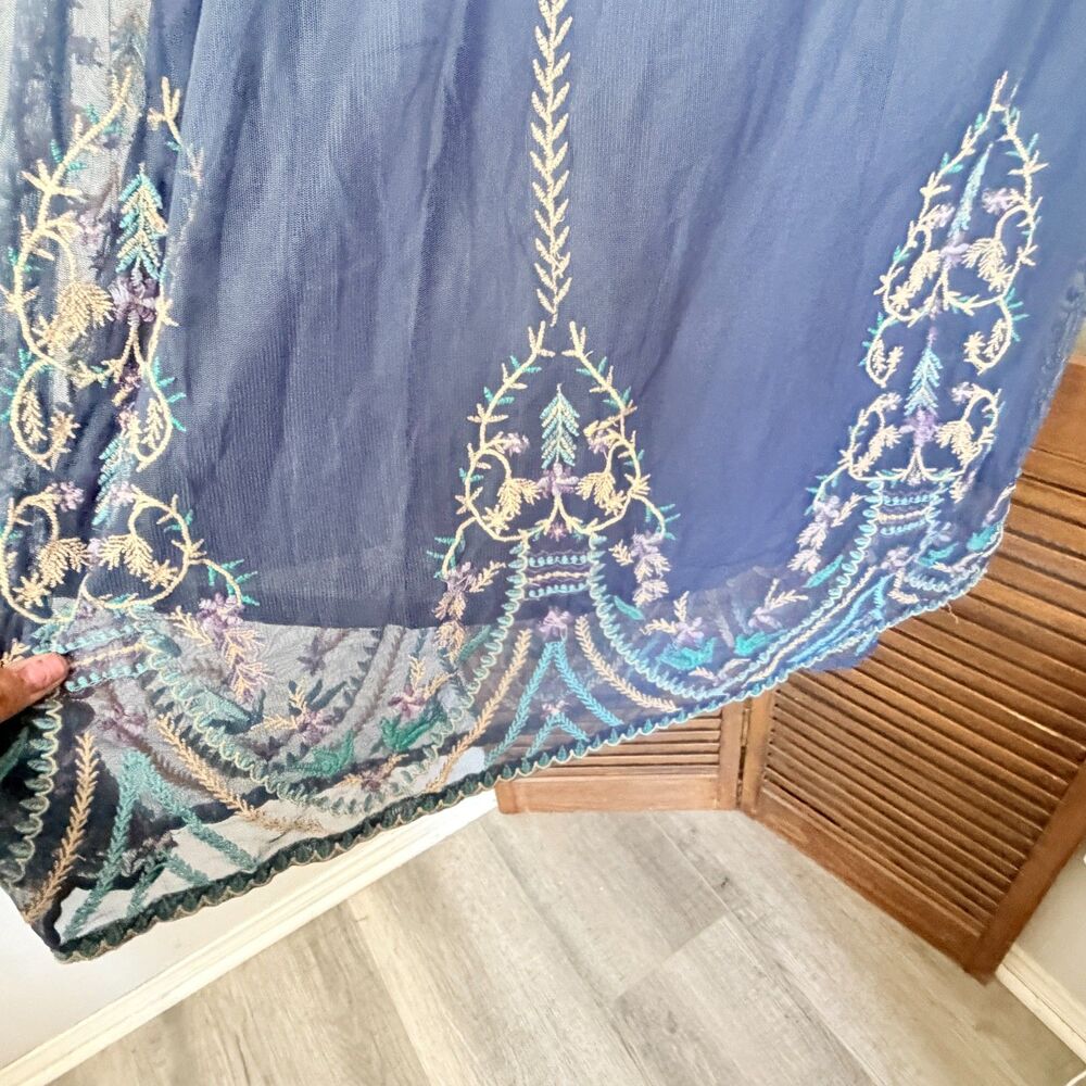 Boho Embroidered Mesh Maxi Skirt Cottagecore Festival Hippy Artsy NWT Size S/M - Picture 7 of 13